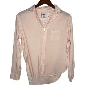 Frank & Eileen Womens Woven Button-Up Shirt S Peach100% Organic Cotton NWT Top